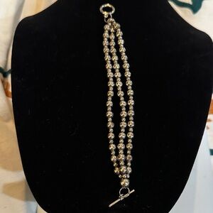 Elegant Silver Tone Beaded Bracelet